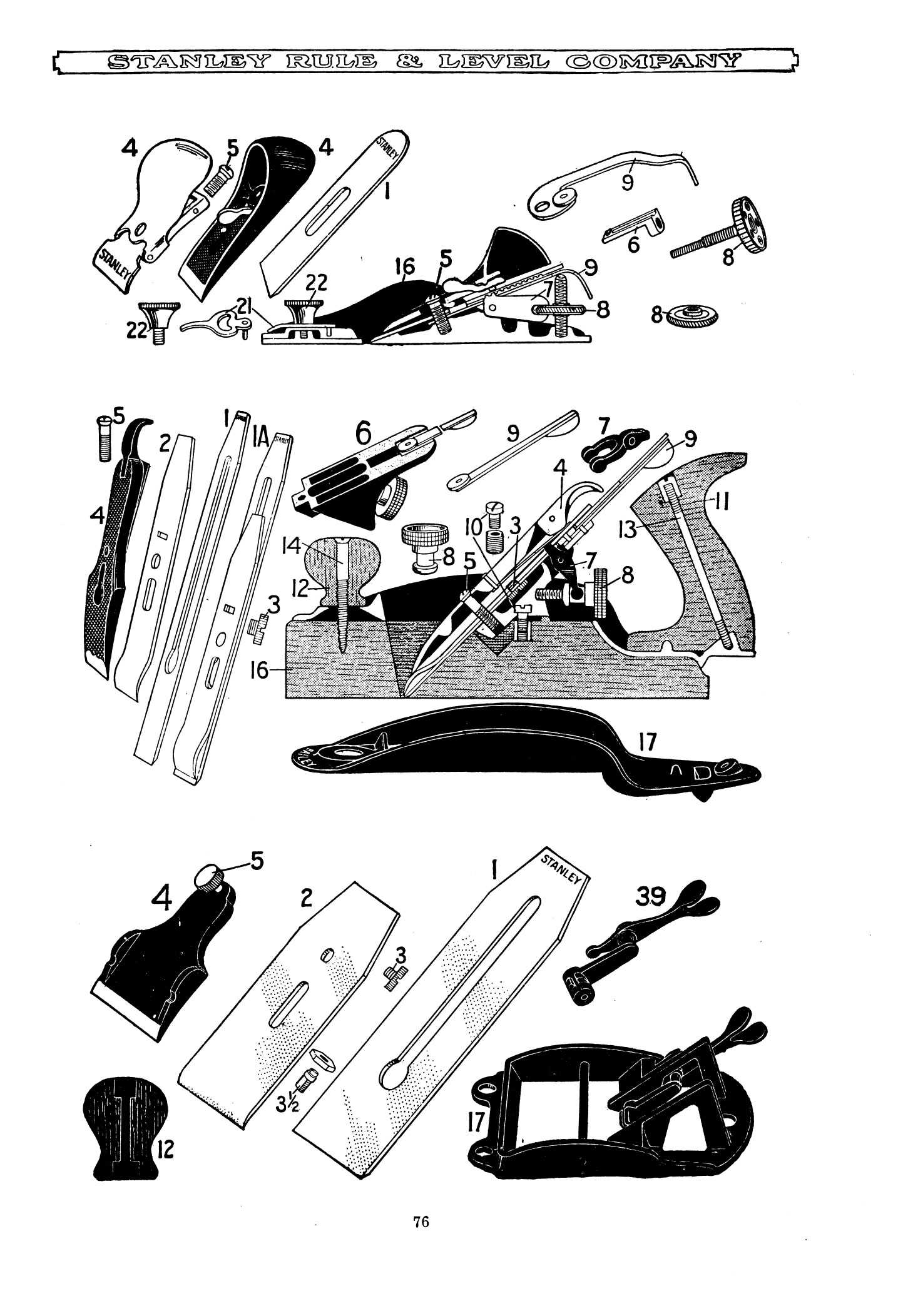 stanley 45 plane parts diagram