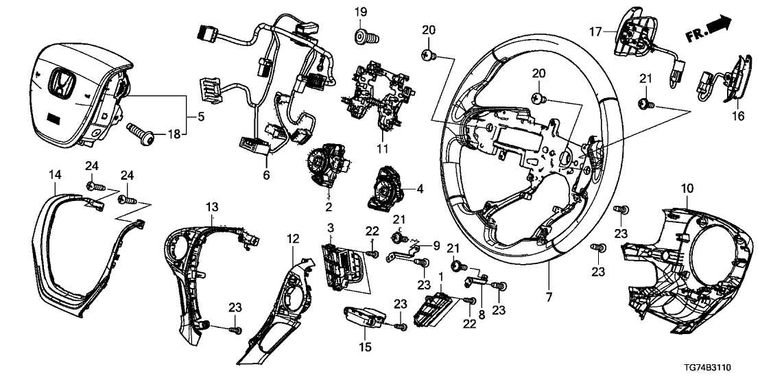 steering wheel parts diagram