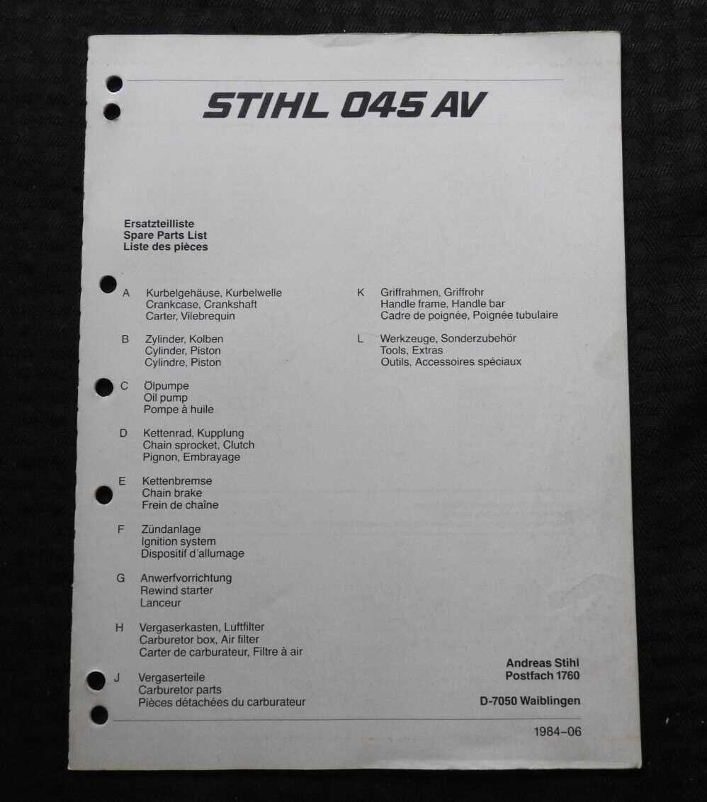 stihl 034 av chainsaw parts diagram