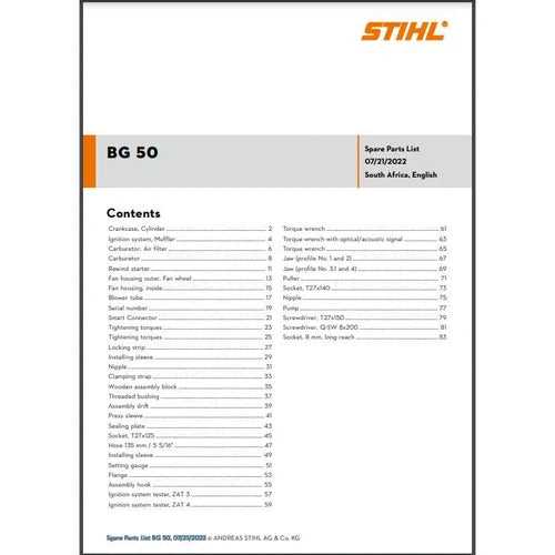 stihl bg 50 blower parts diagram