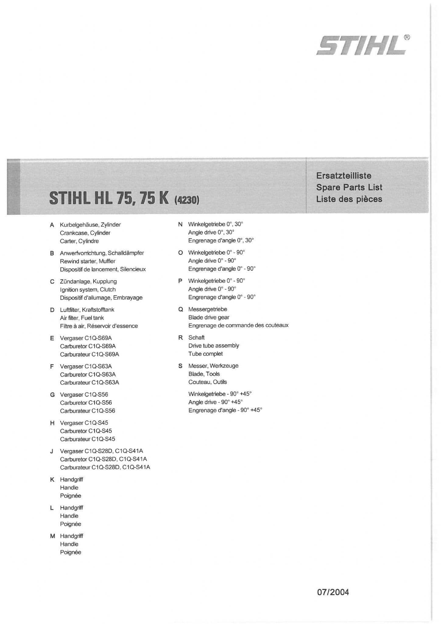 stihl hl75k parts diagram