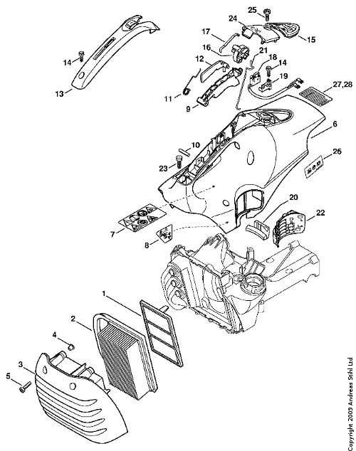 stihl ms170 chainsaw parts diagram