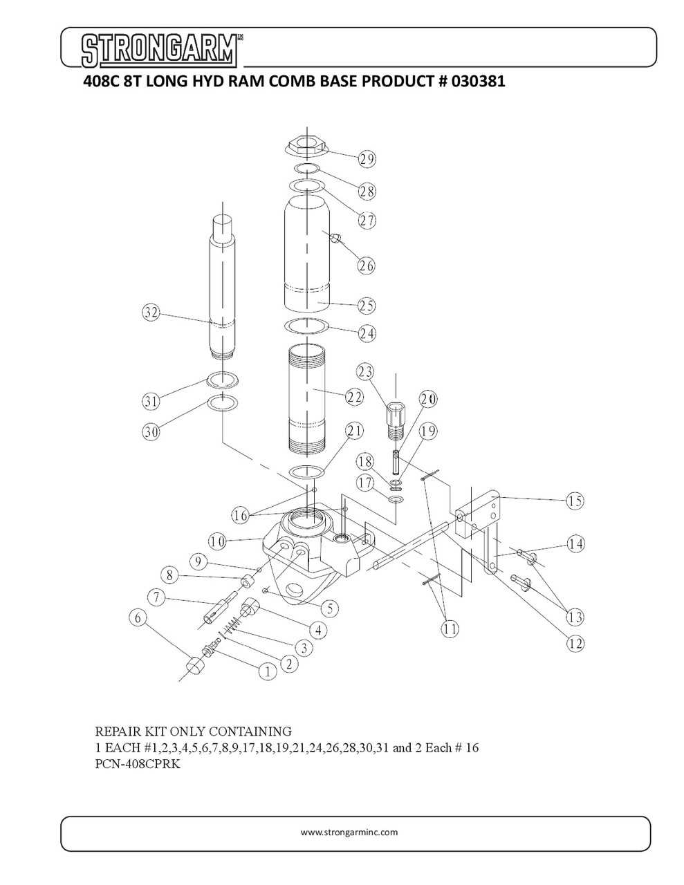 strongarm floor jack parts diagram