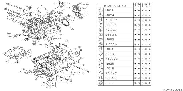 subaru engine parts diagram