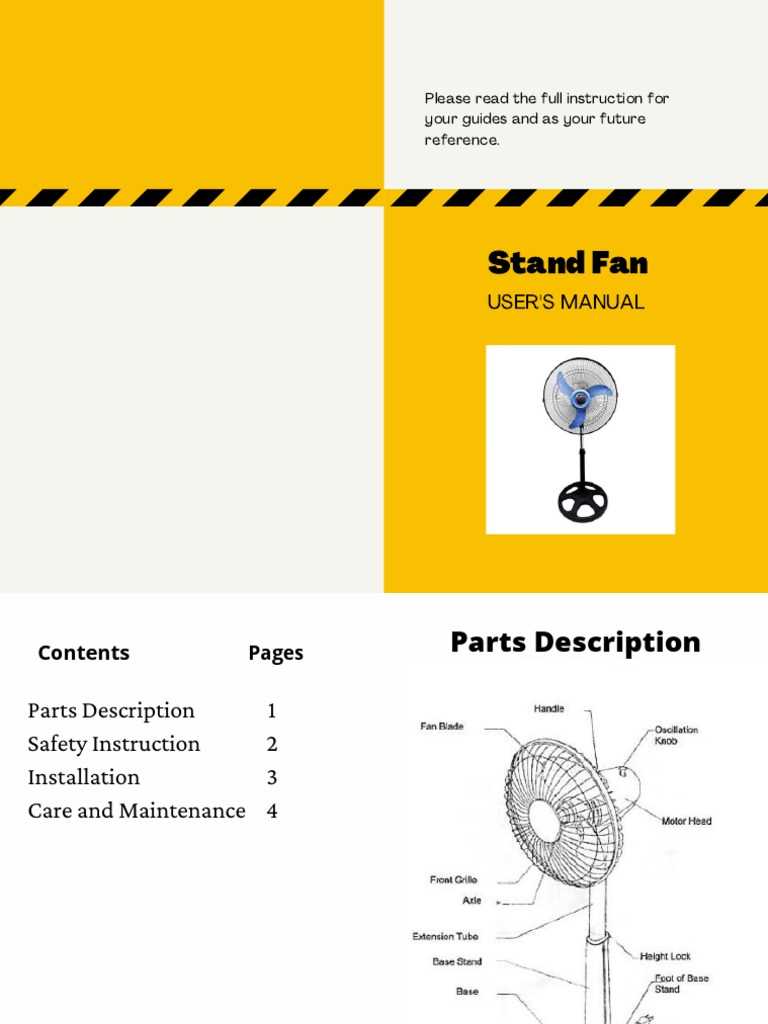 table fan parts diagram