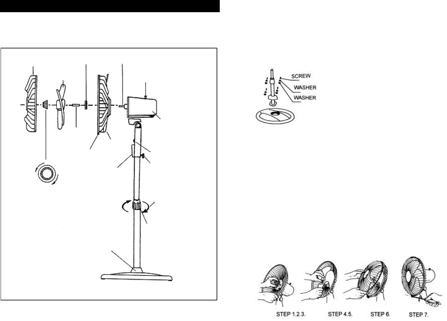 table fan parts diagram