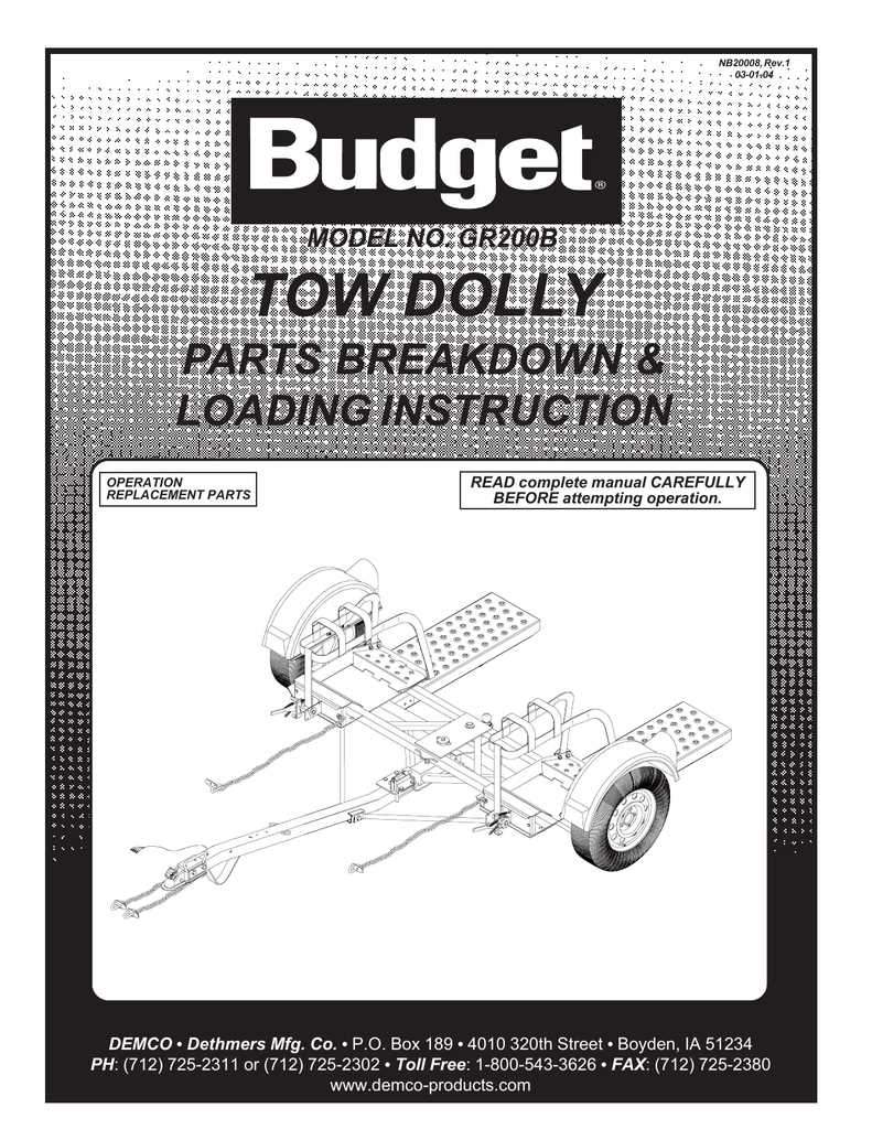 tow dolly parts diagram