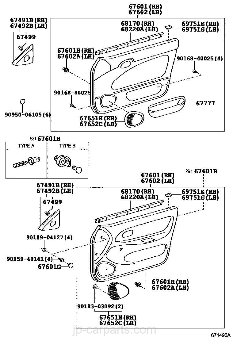 toyota corolla door parts diagram