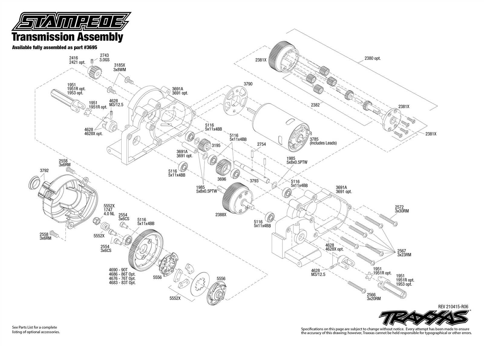 traxxas revo 2.5 parts diagram