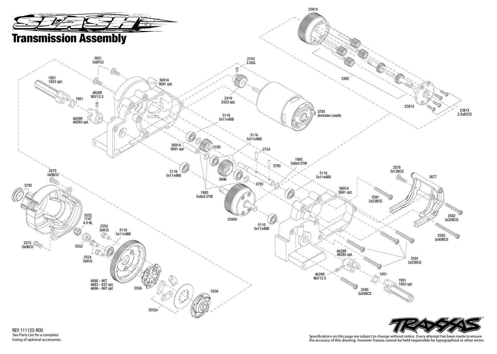 traxxas slash 2wd parts diagram front