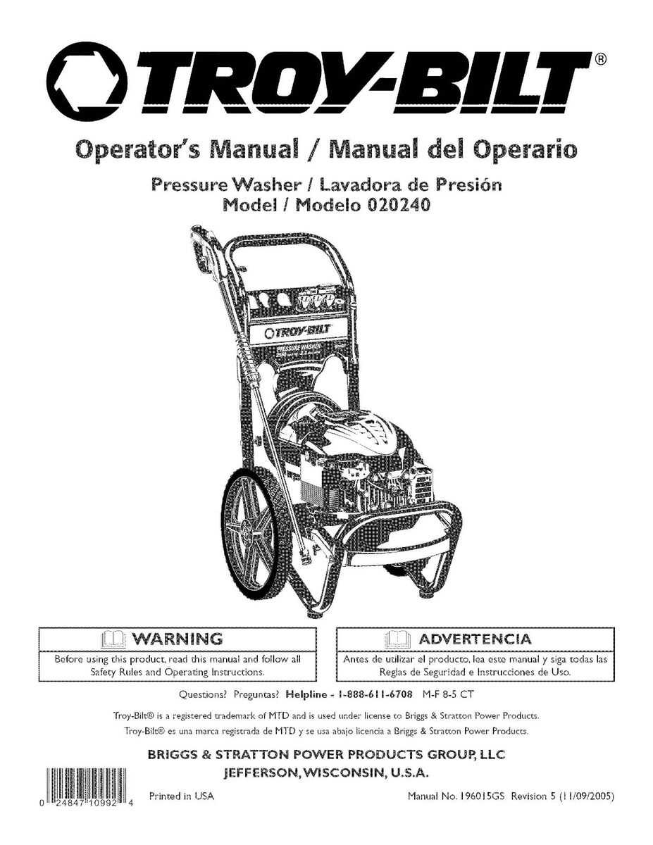 troy bilt pressure washer parts diagram