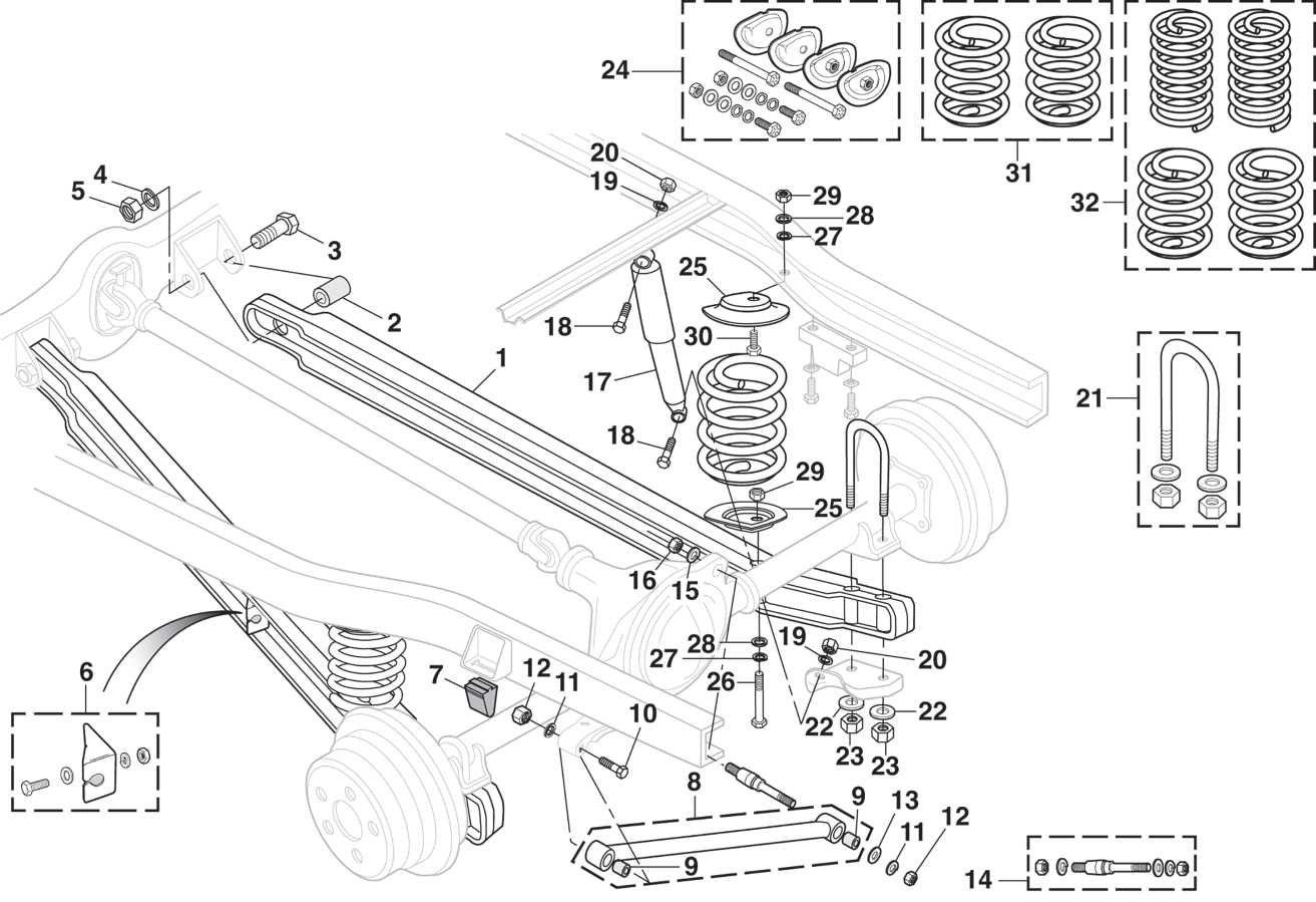 truck rear suspension parts diagram