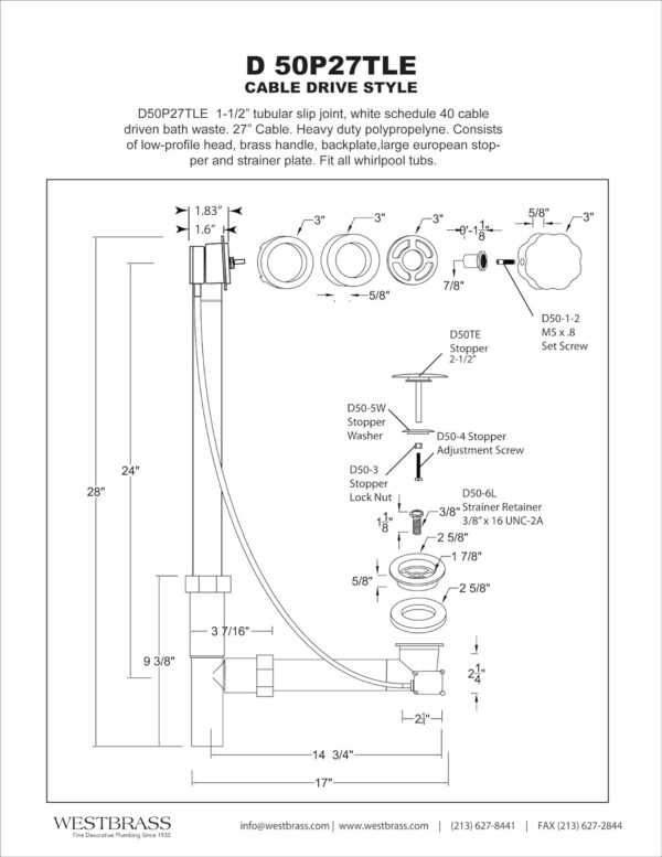 tub drain parts diagram