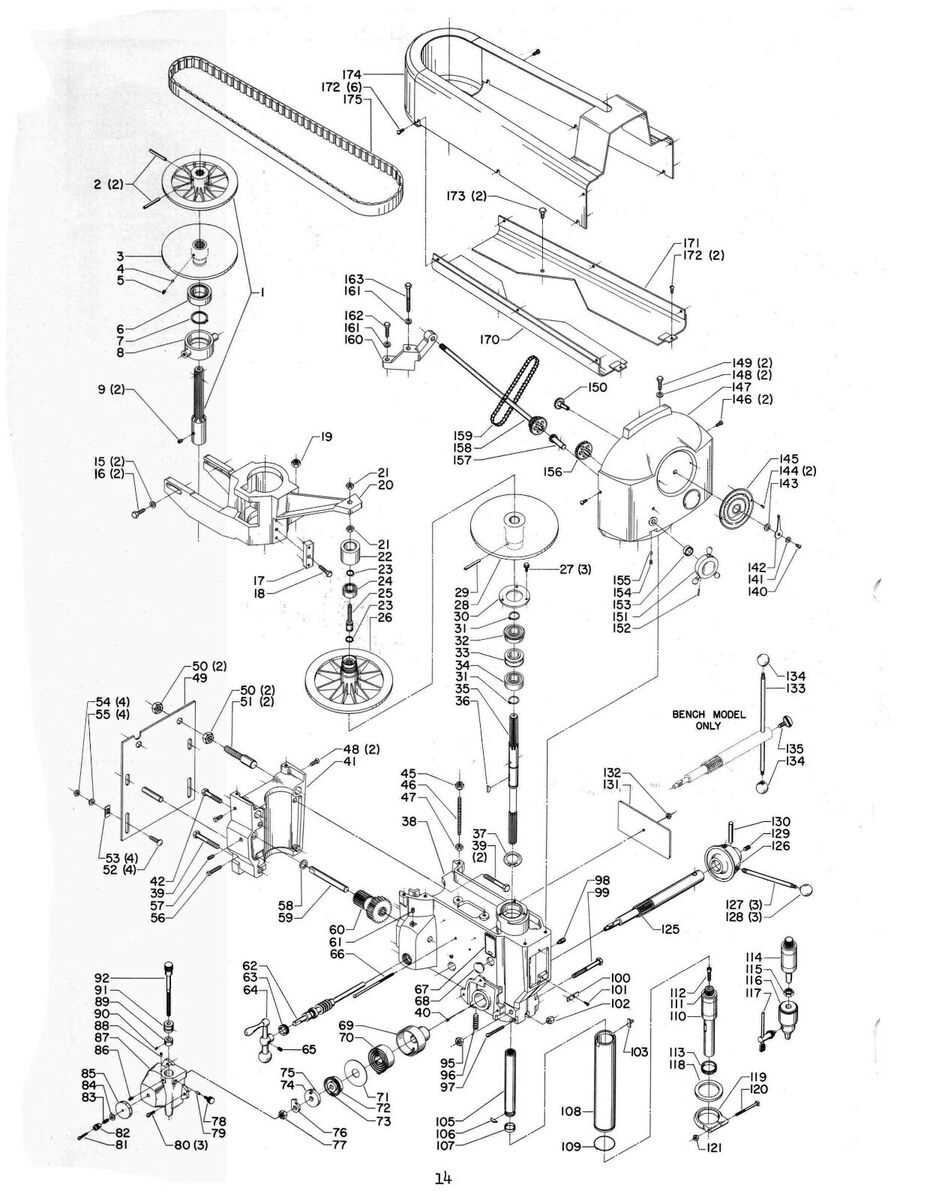 walker turner drill press parts diagram