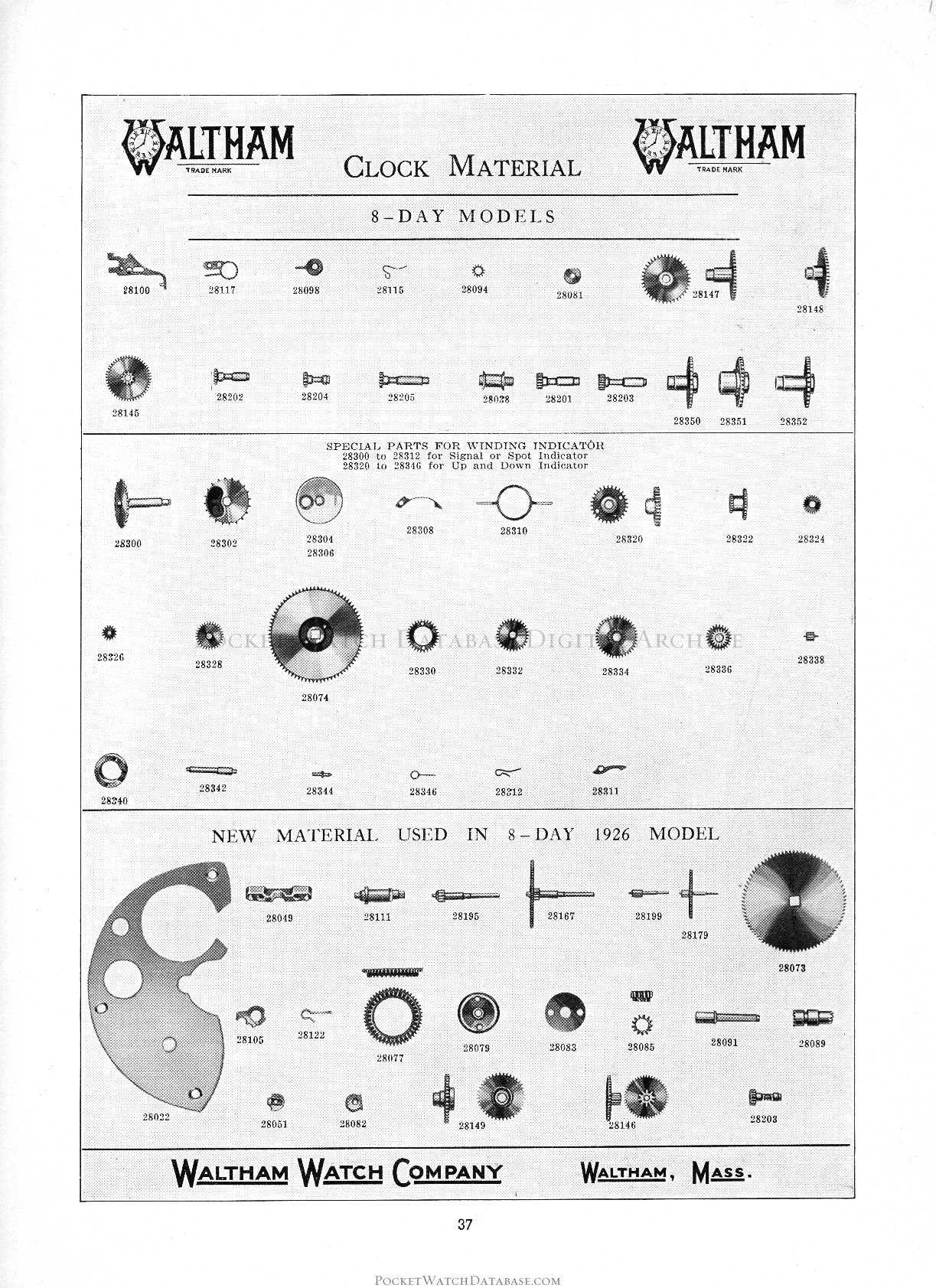 waltham pocket watch parts diagram