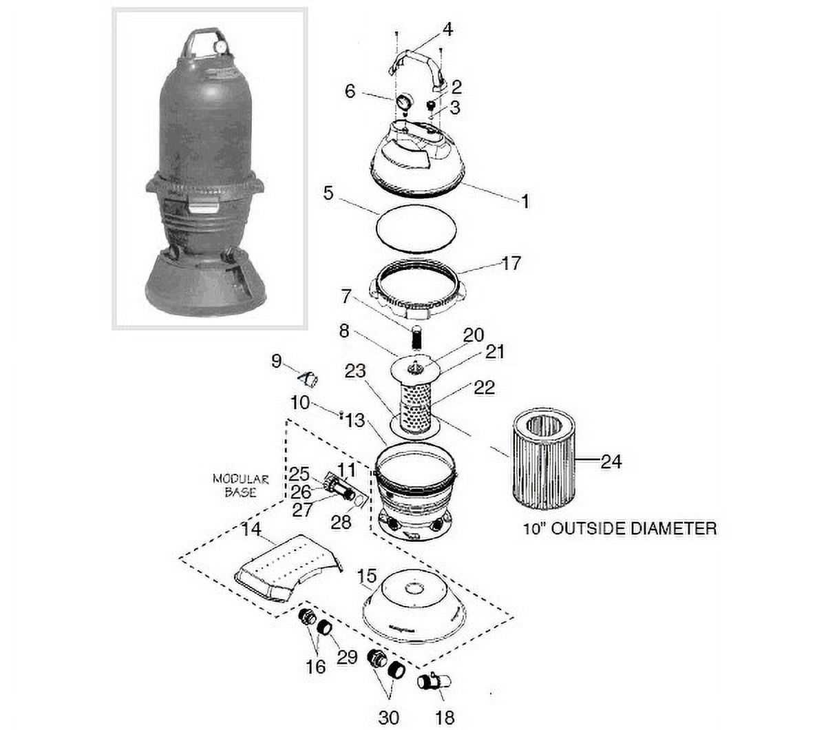 waterway sand filter parts diagram