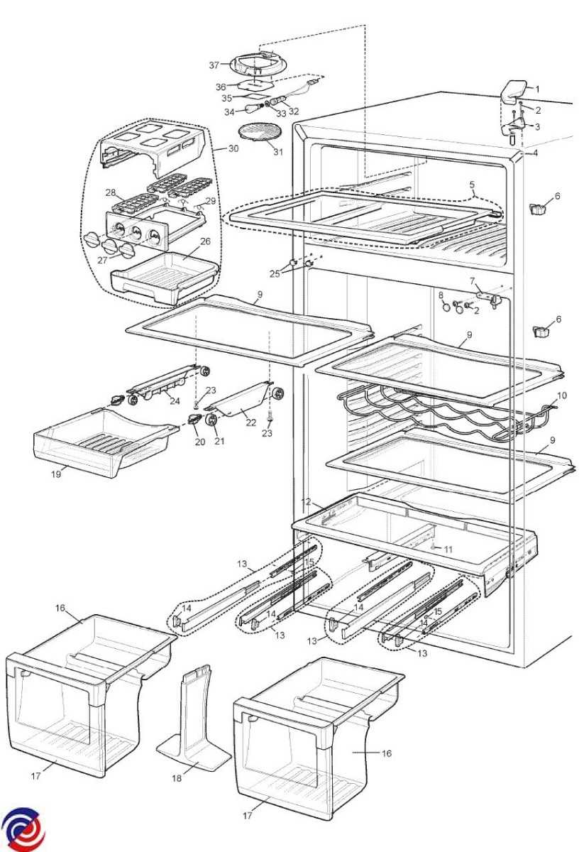 westinghouse fridge parts diagram