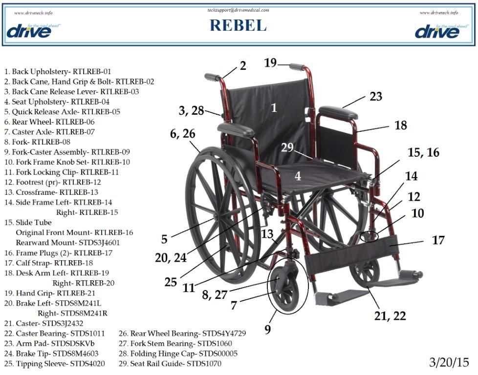 wheelchair parts diagram