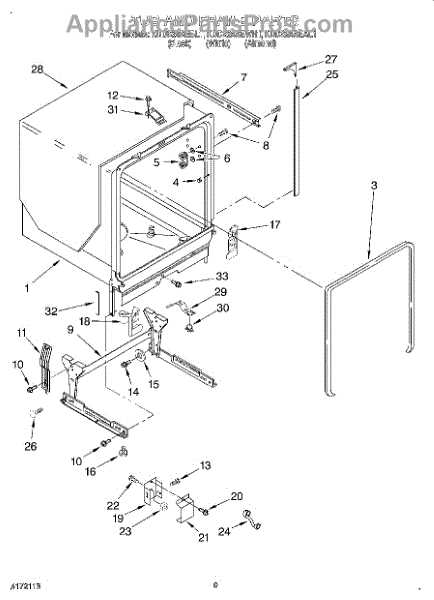 whirlpool dishwasher parts diagram