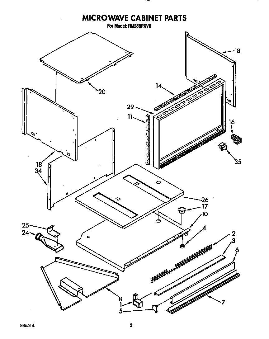 whirlpool microwave parts diagram