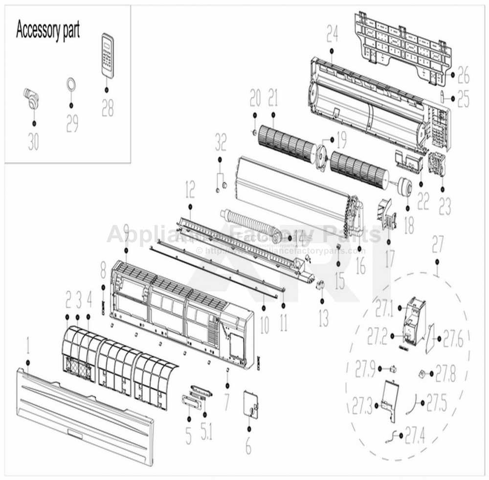 window ac parts diagram