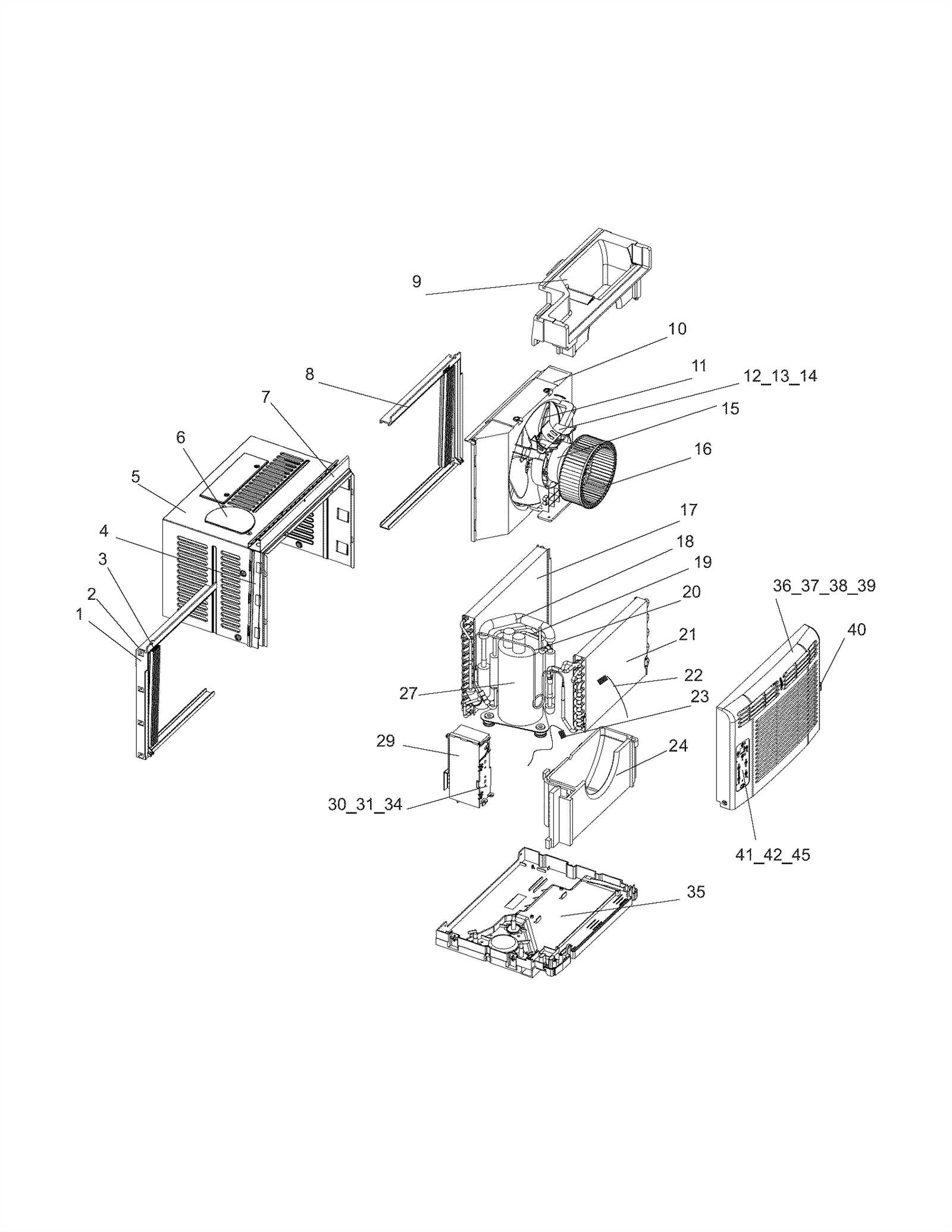 window air conditioner parts diagram