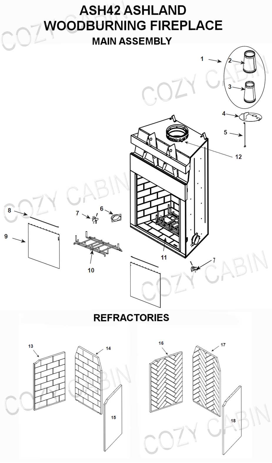 wood burning fireplace parts diagram