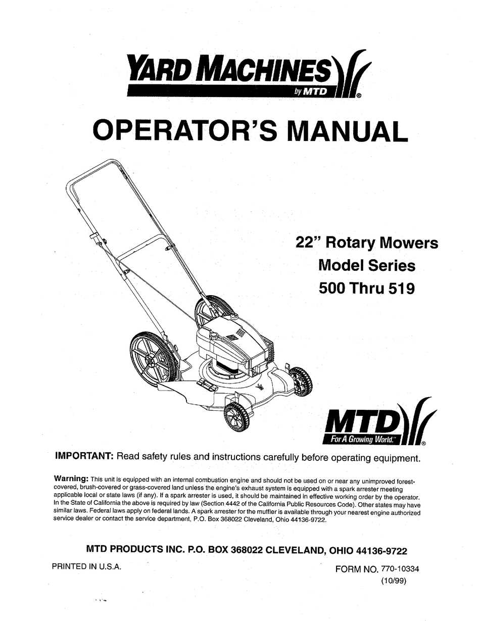 yard machine push lawn mower parts diagram