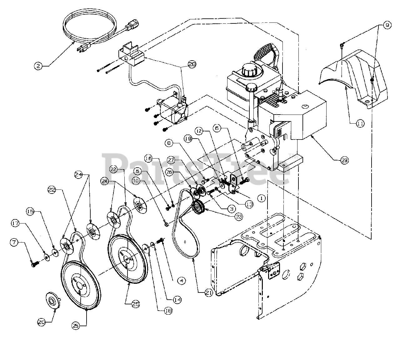 yard machine snowblower parts diagram