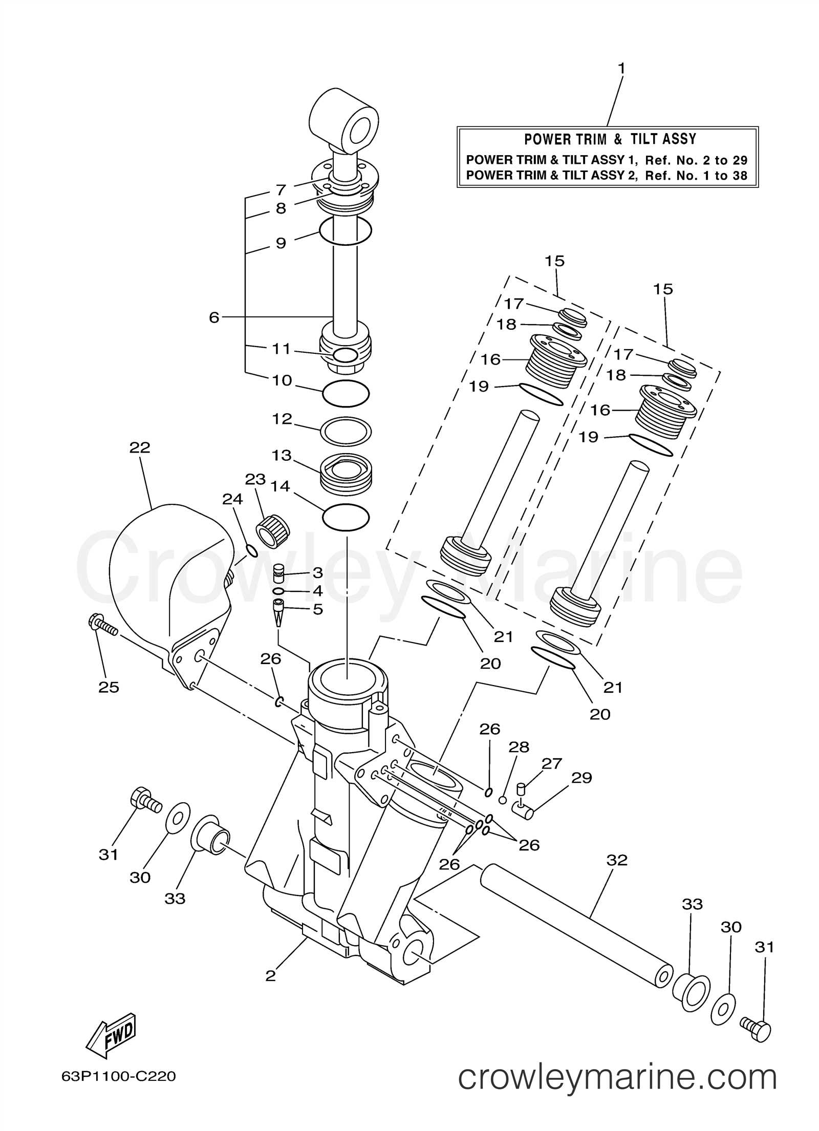 showa trim and tilt parts diagram