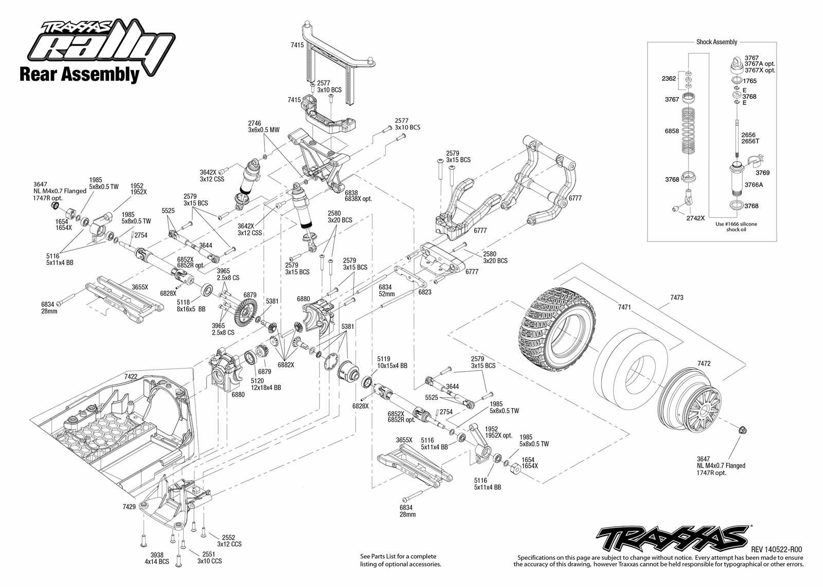 traxxas rally parts diagram