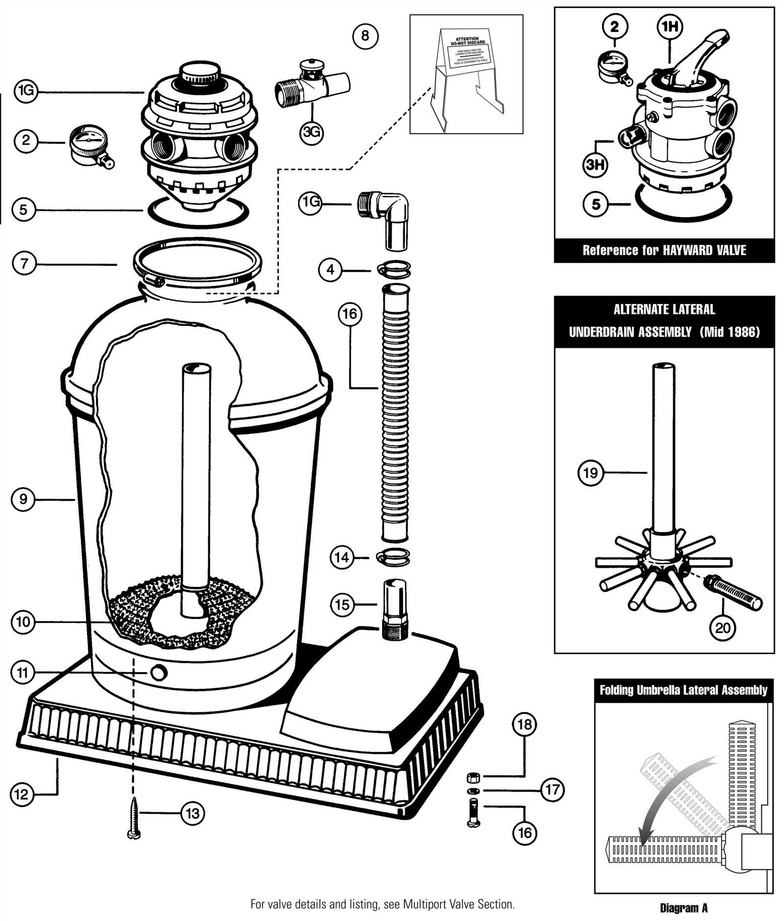 hayward sand filter parts diagram