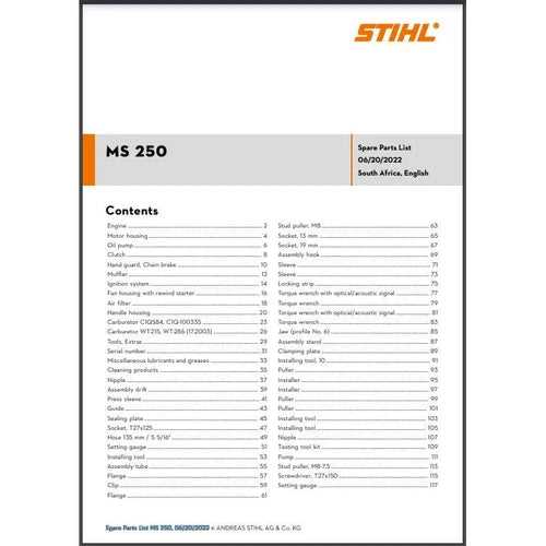 stihl 250 parts diagram