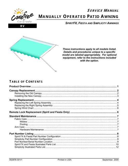 carefree fiesta awning parts diagram