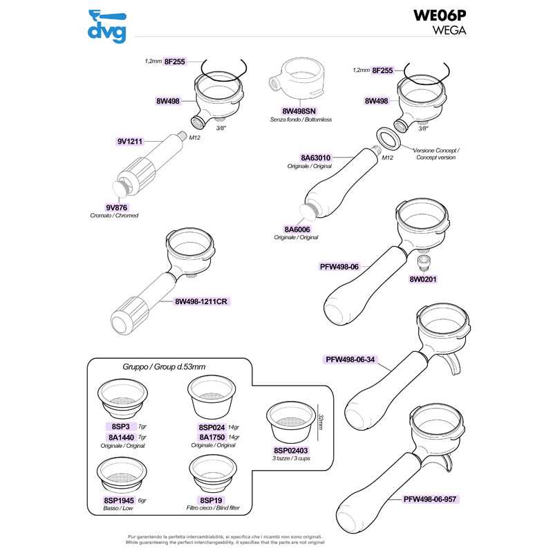 portafilter parts diagram