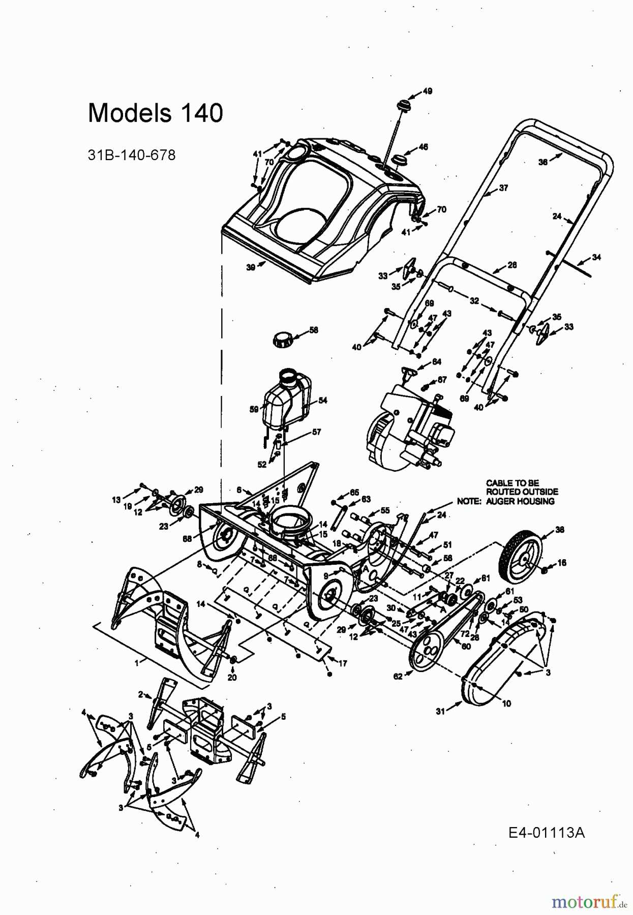 yard machine snowblower parts diagram