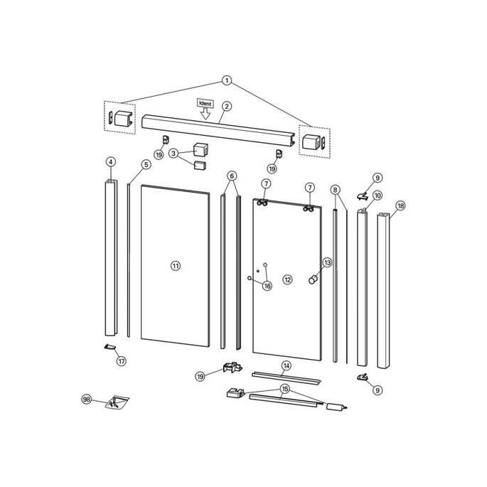 replacement shower door parts diagram