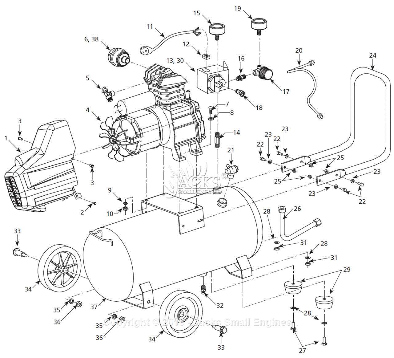 portable air compressor parts diagram