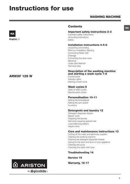 splendide arwxf129w parts diagram