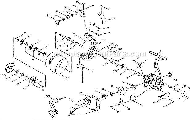 shakespeare fishing reel parts diagram