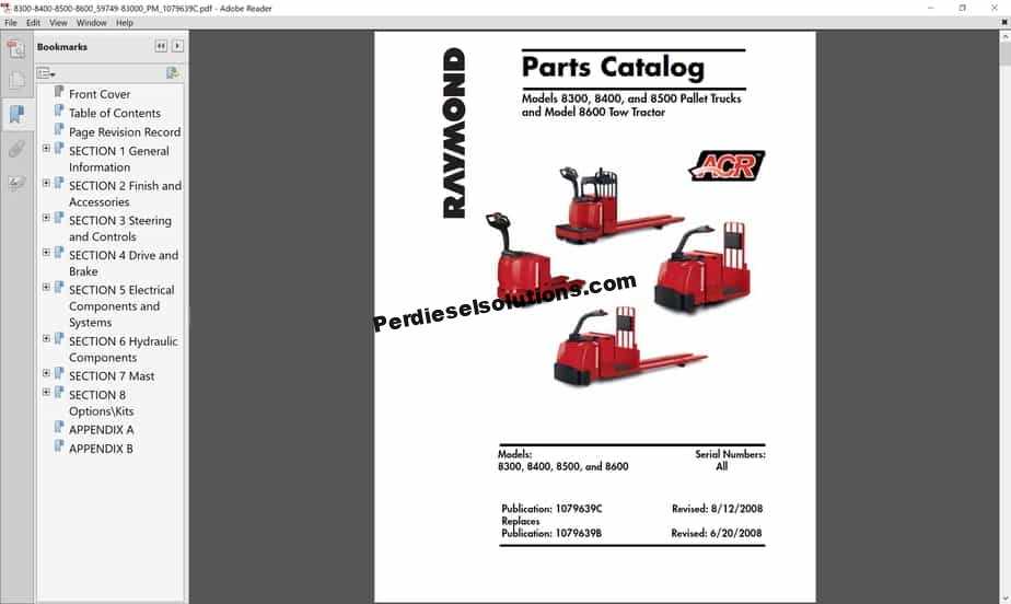 raymond reach truck parts diagram