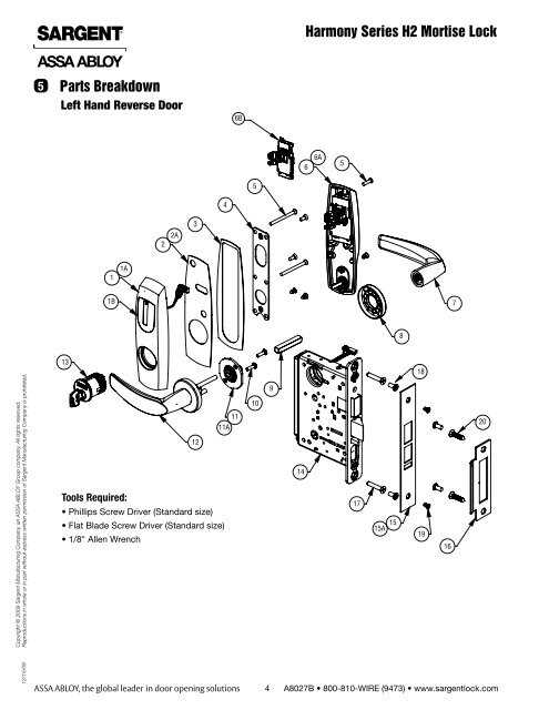 sargent mortise lock parts diagram