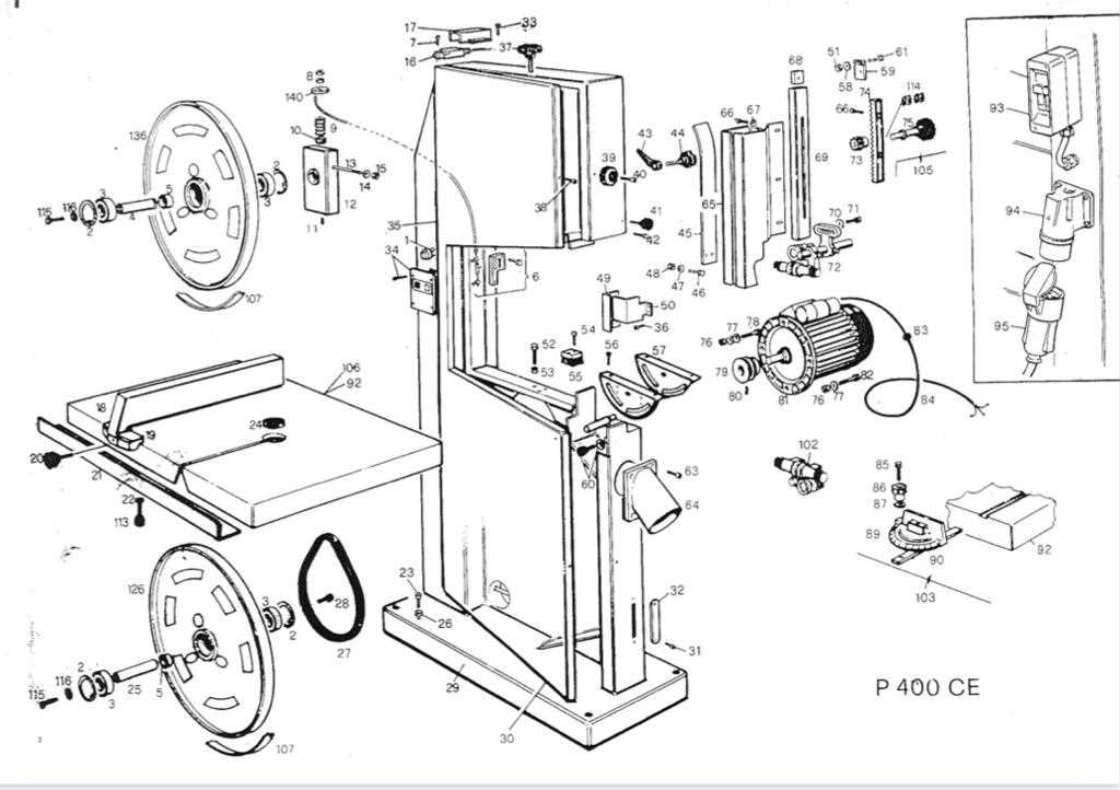 vertical band saw parts diagram