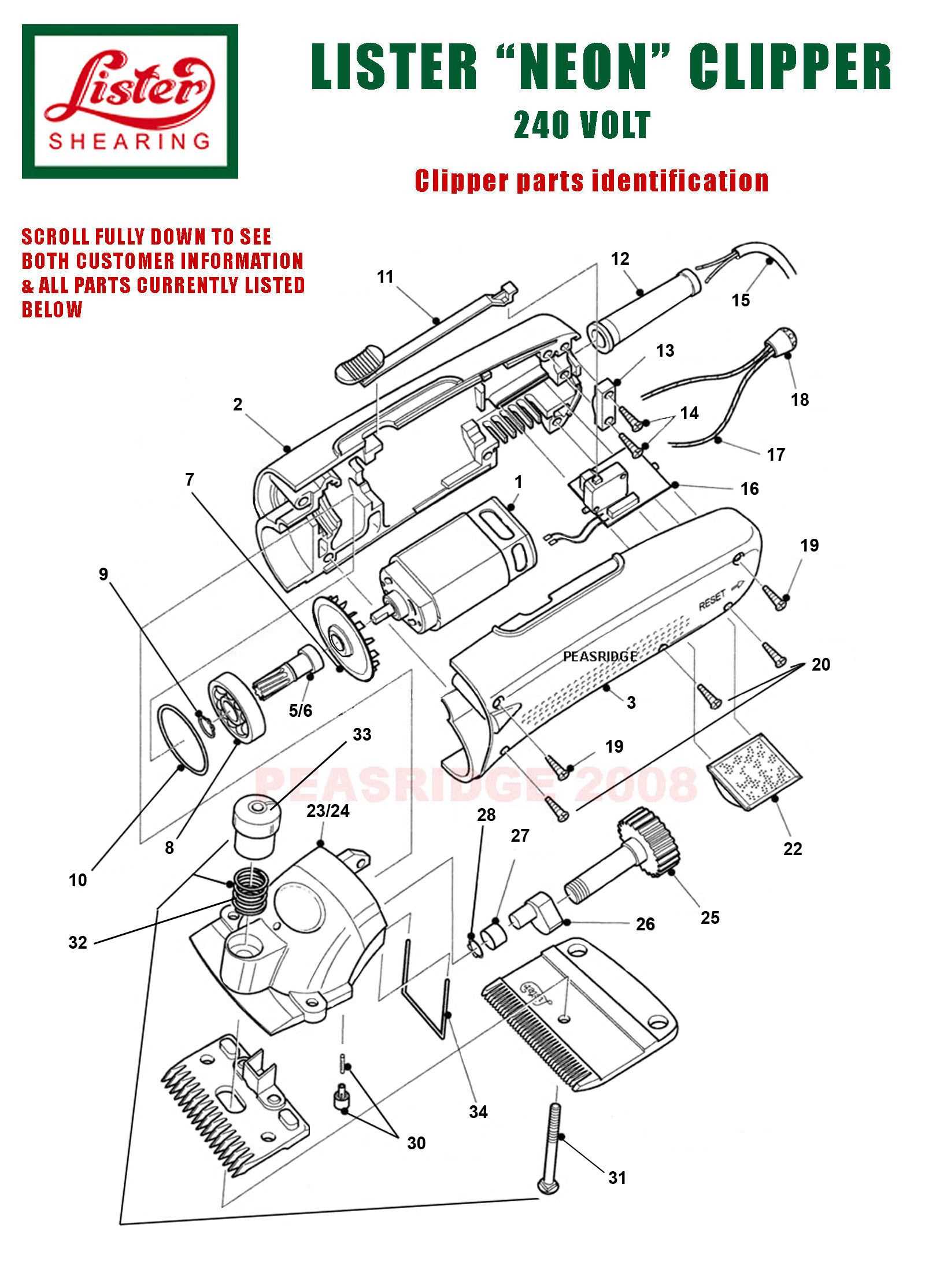 wahl trimmer parts diagram