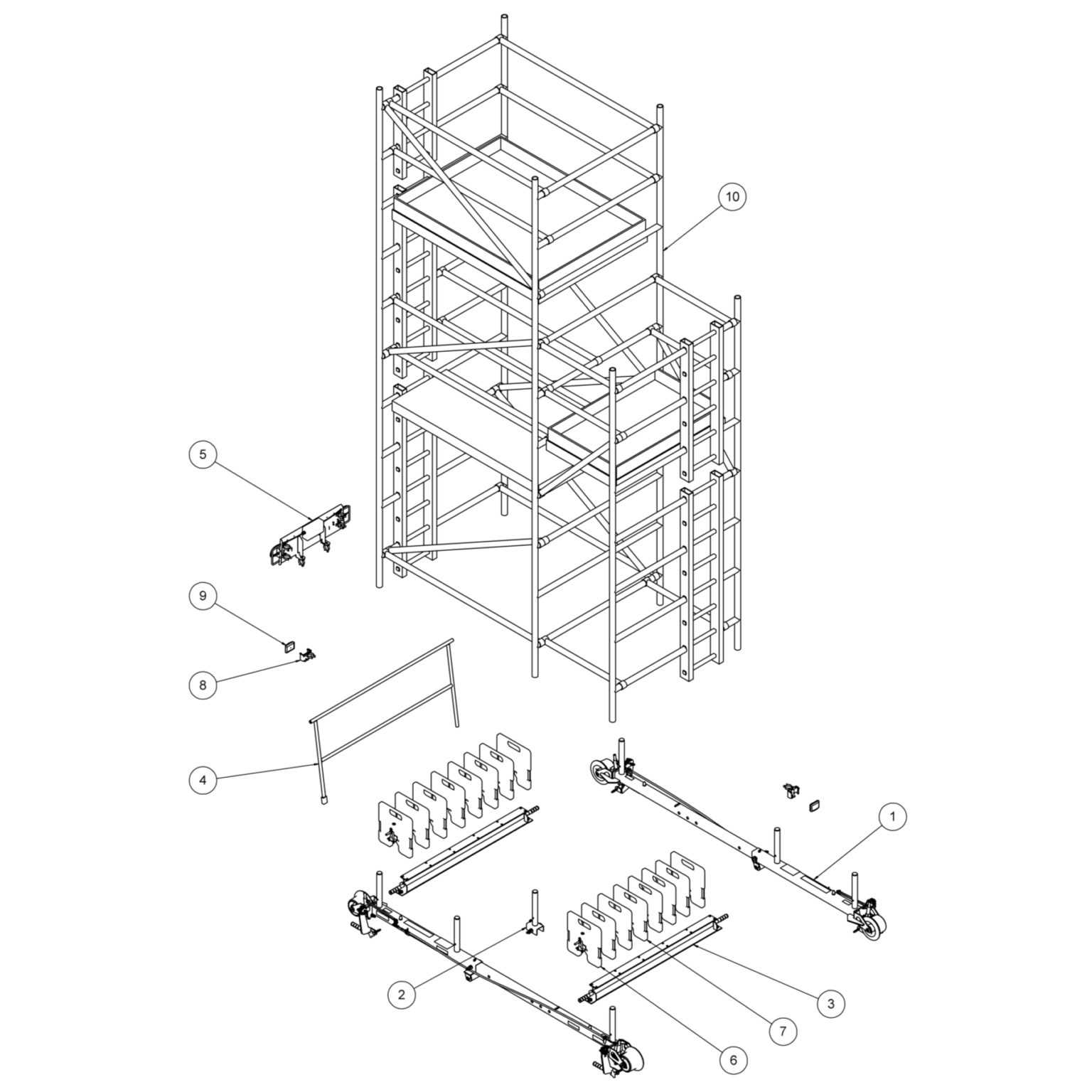 scaffolding diagram with parts