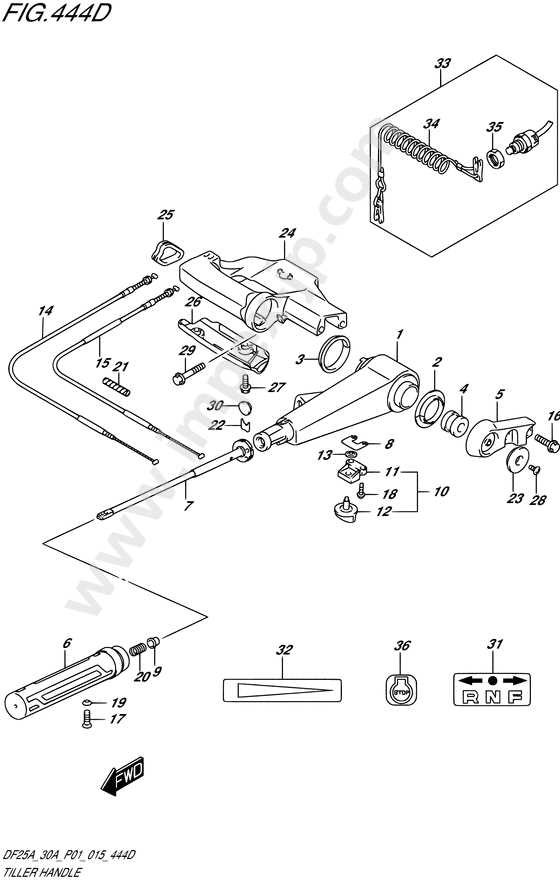 yamaha tiller handle parts diagram