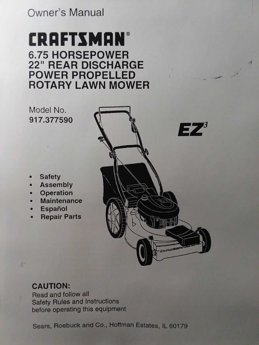 sears lawn mower parts diagram