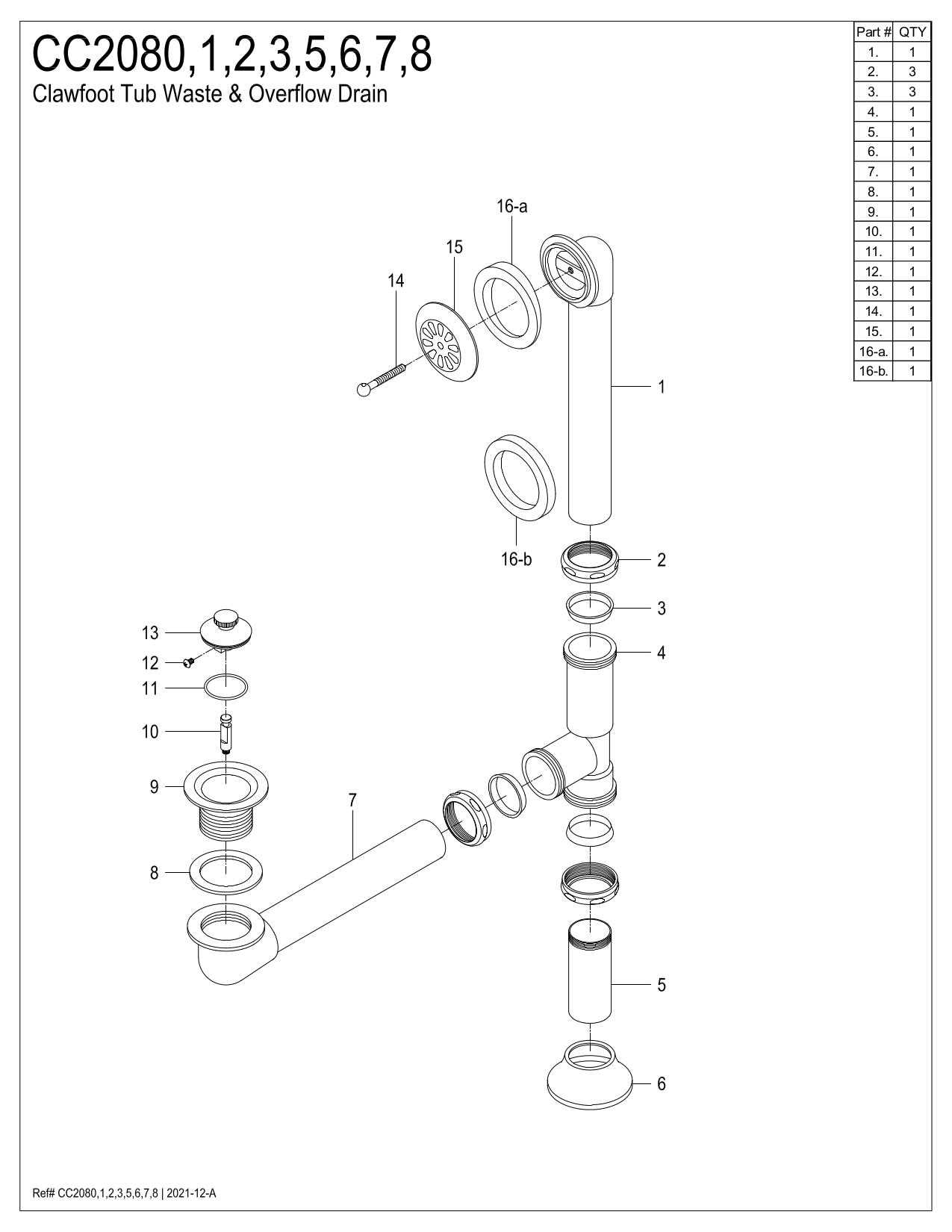 tub drain parts diagram