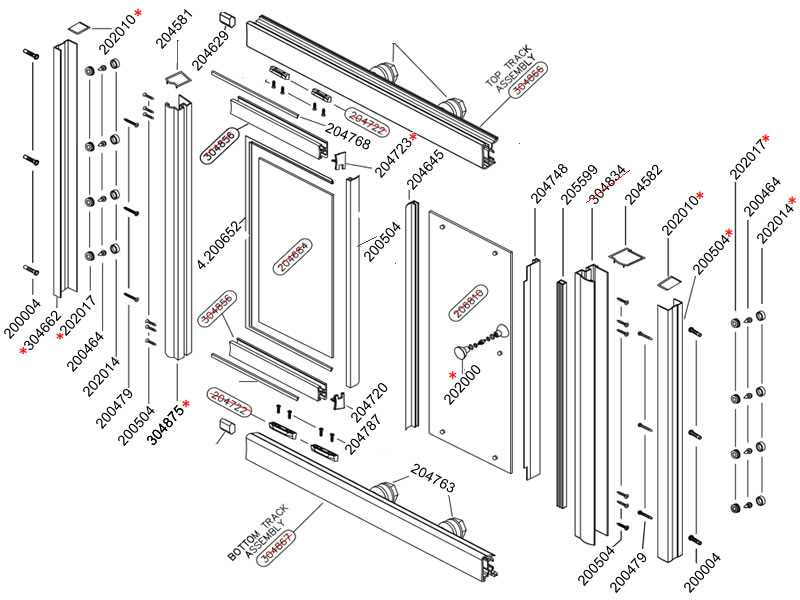 replacement shower door parts diagram