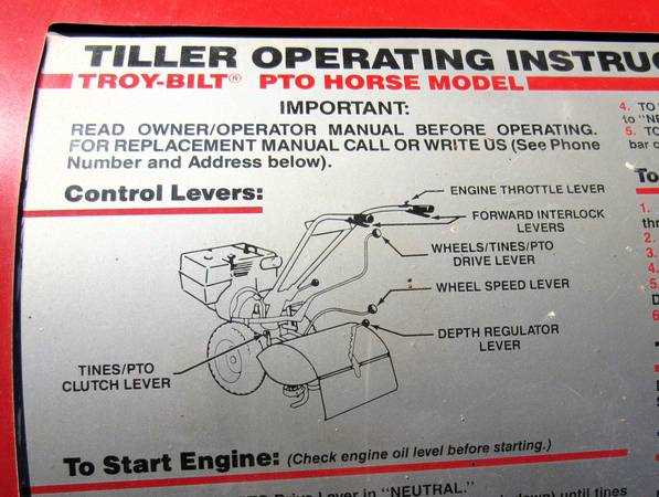 troy bilt horse tiller parts diagram